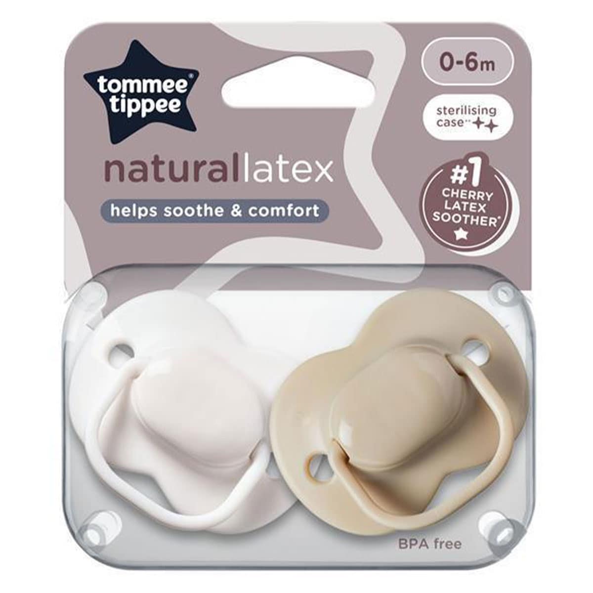 Tommee Tippee Natural Latex Cherry Soothers 0 - 6 Months 2 Pack