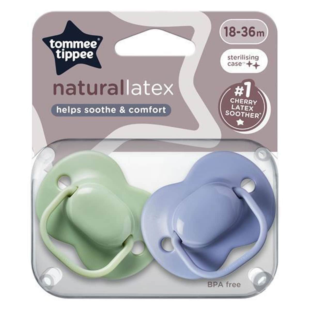 Tommee Tippee Natural Latex Cherry Soothers 18 - 36 Months 2 Pack
