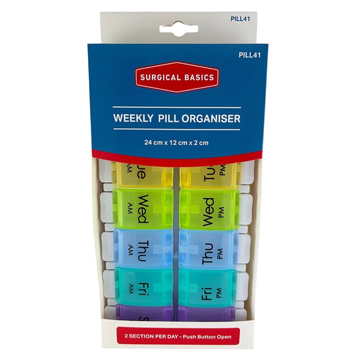 Surgical Basics AM/PM Weekly Pill Organiser Assorted Colours