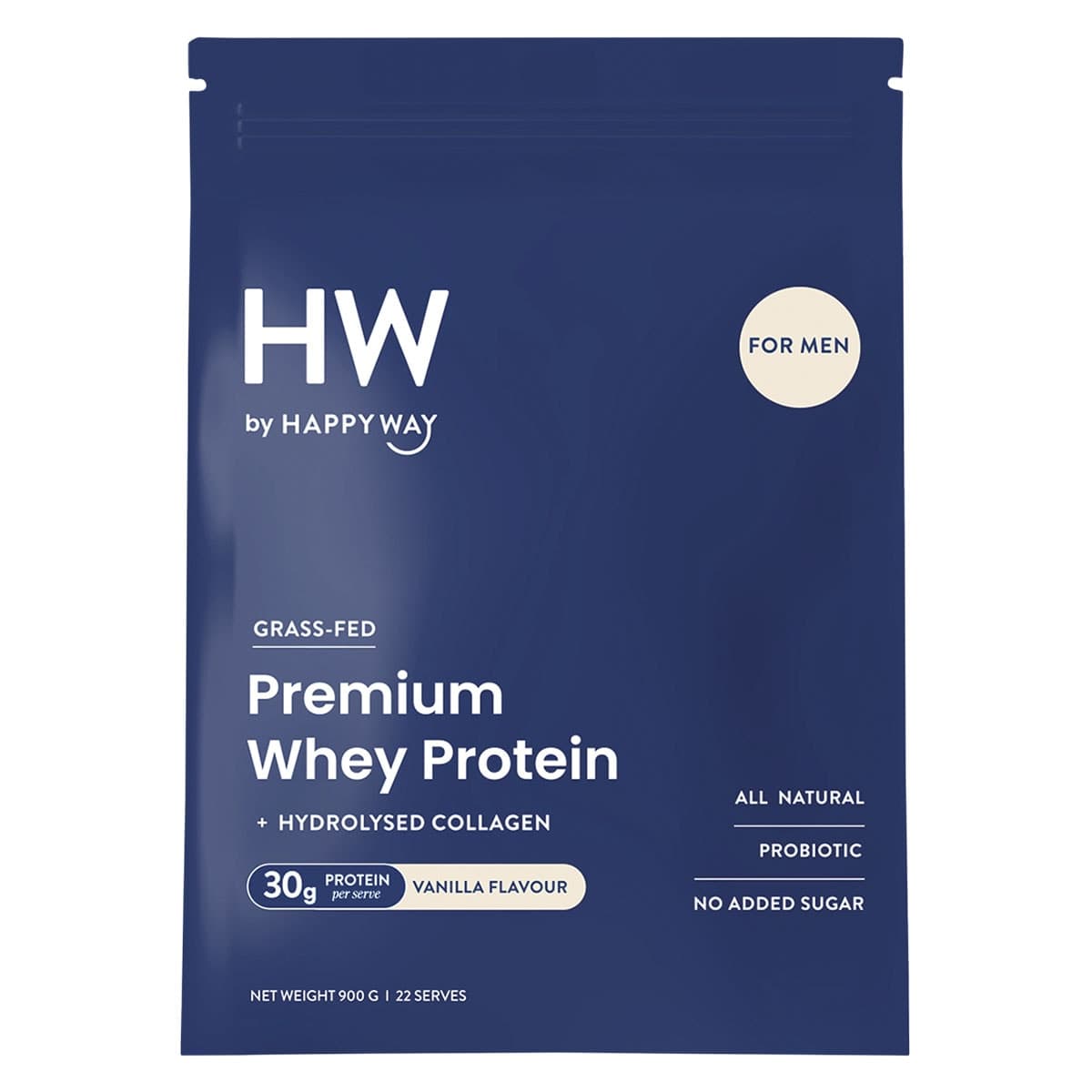 Happy Way Men's Whey Protein Powder Vanilla 900g