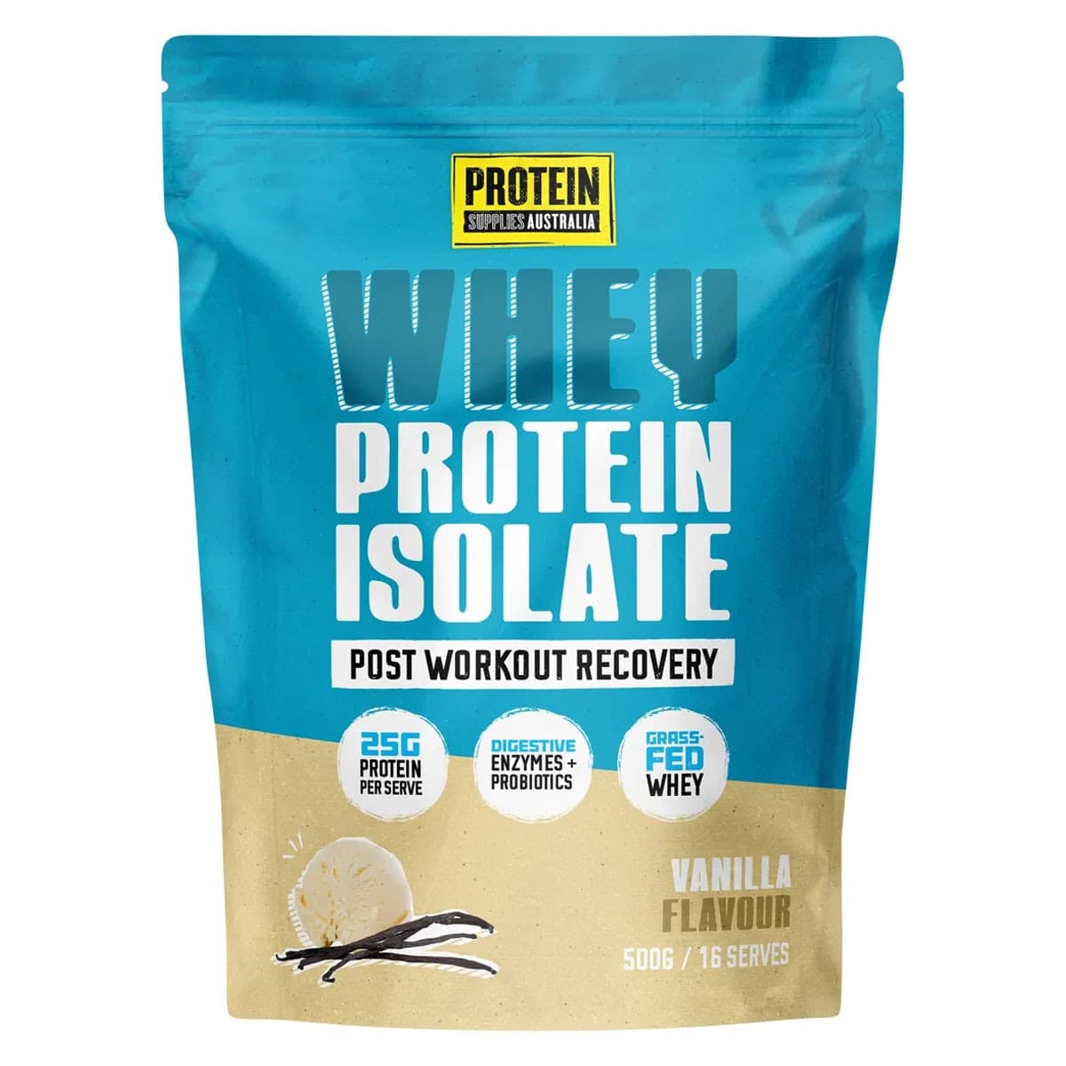 Protein Supplies Australia Whey Protein Isolate Vanilla Bean 500g
