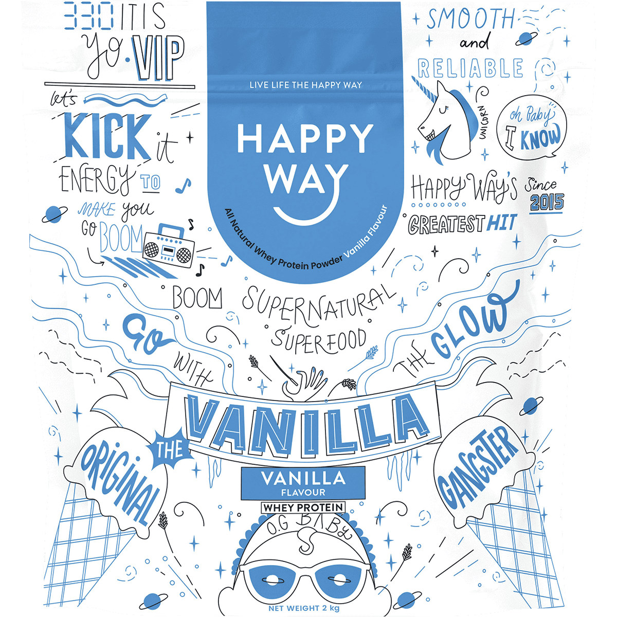 Happy Way Whey Protein Powder Vanilla 2kg