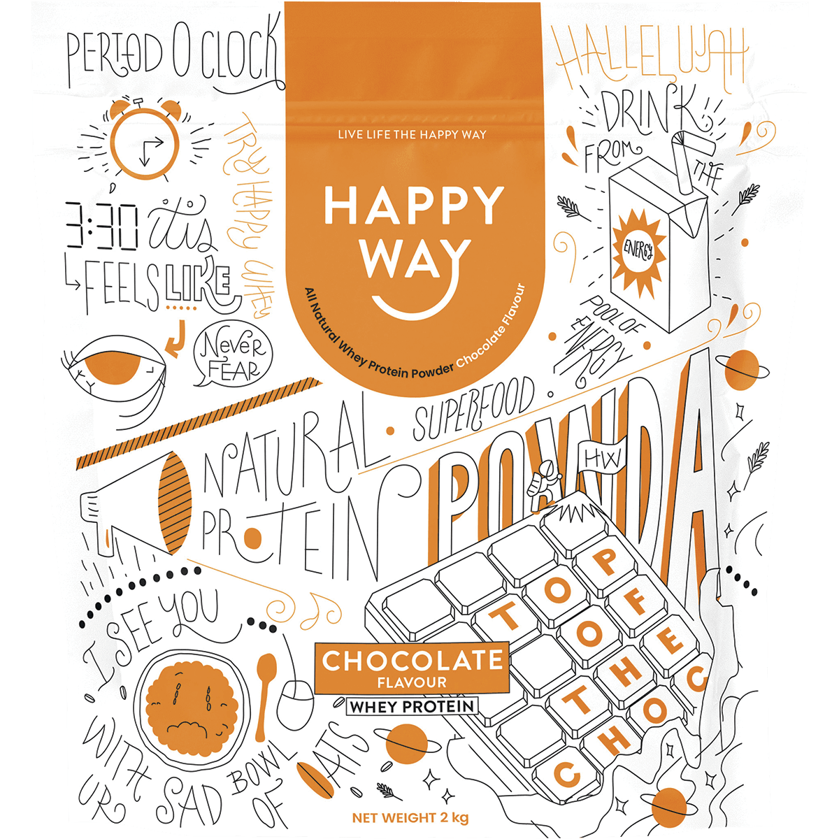 Happy Way Whey Protein Powder Chocolate 2kg