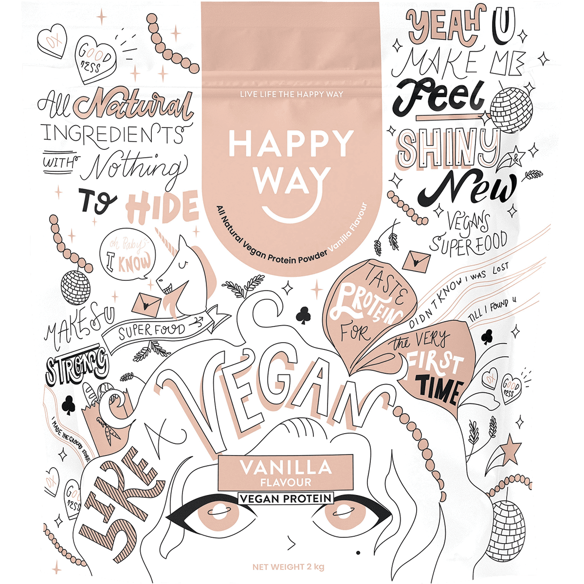 Happy Way Vegan Protein Powder Vanilla 2kg