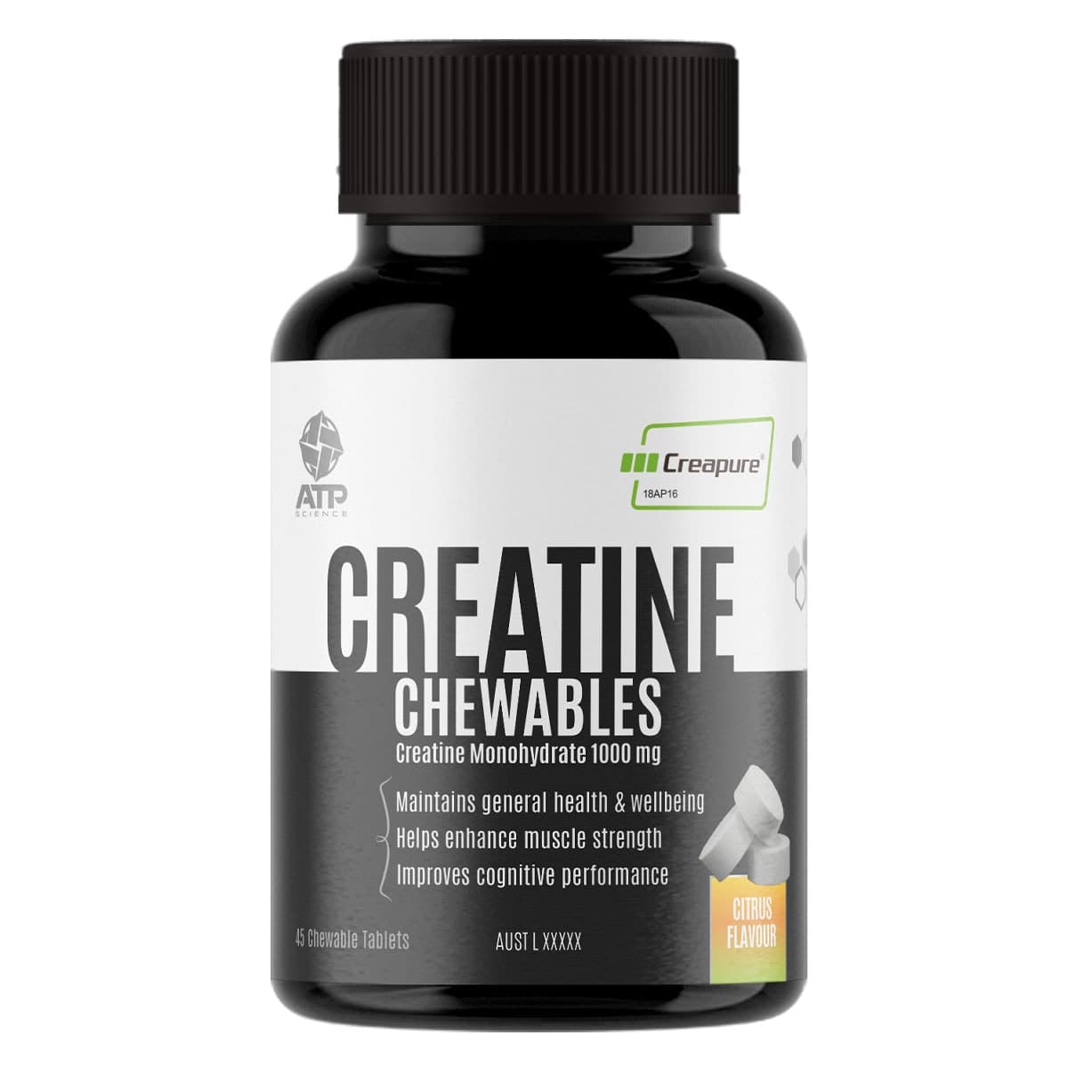 ATP Science Creapure Creatine Monohydrate Chewables 45 Tablets