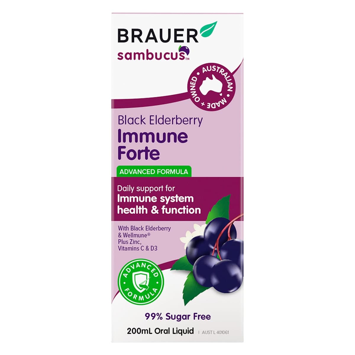 Brauer Sambucus Black Elderberry Adult Immune Forte Liquid 200ml