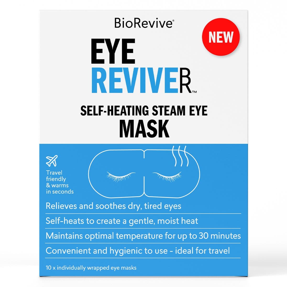 BioRevive EyeRevive Self-Heating Steam Eye Mask 10 pack