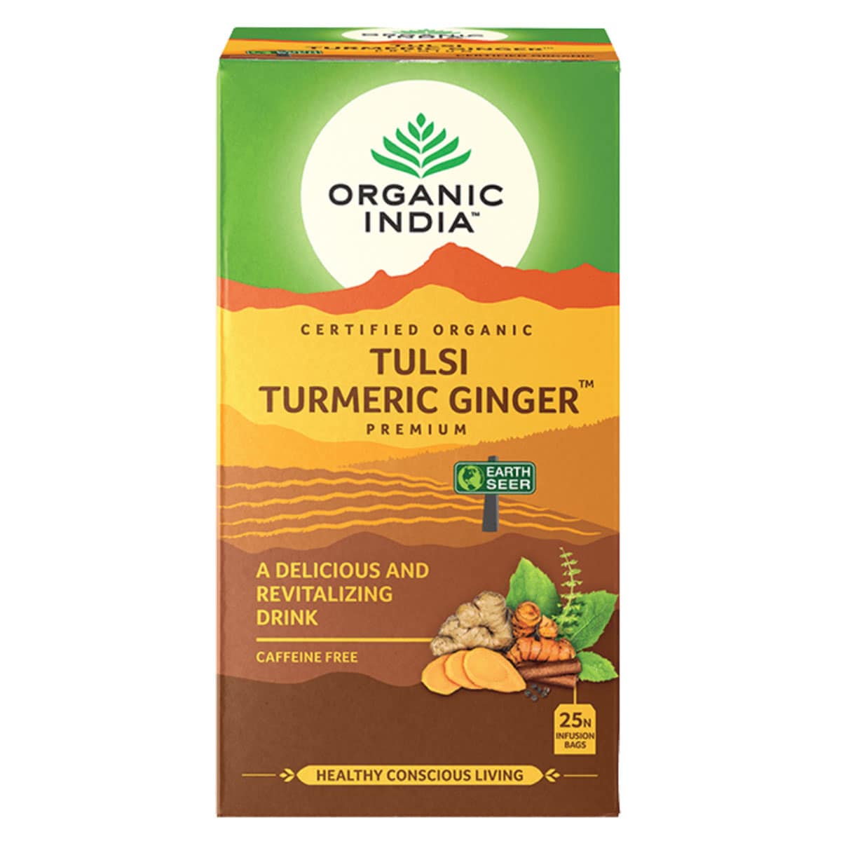 Organic India Tulsi Turmeric Ginger Tea Bags 25 Pack