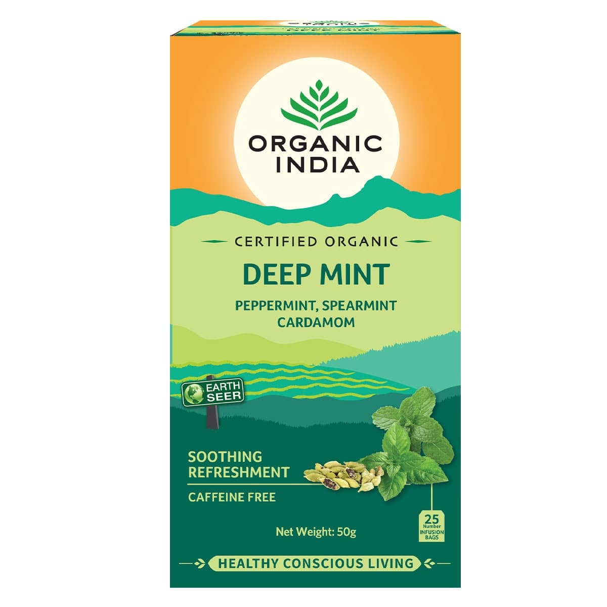 Organic India Deep Mint Tea Bags 25 Pack