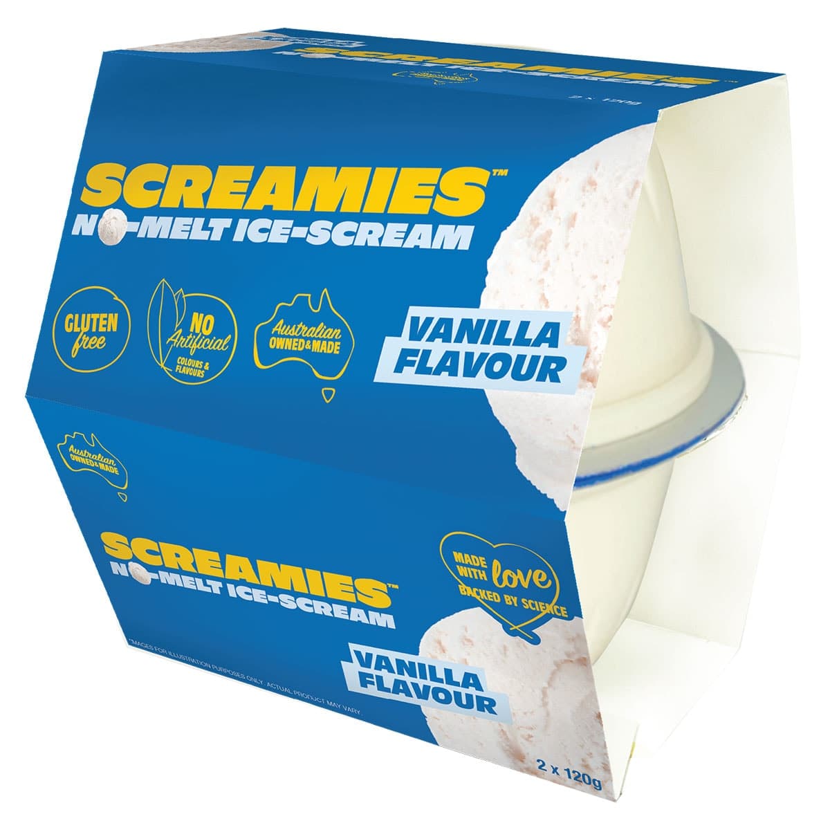 Screamies No Melt Ice Cream Vanilla - 2 Pack