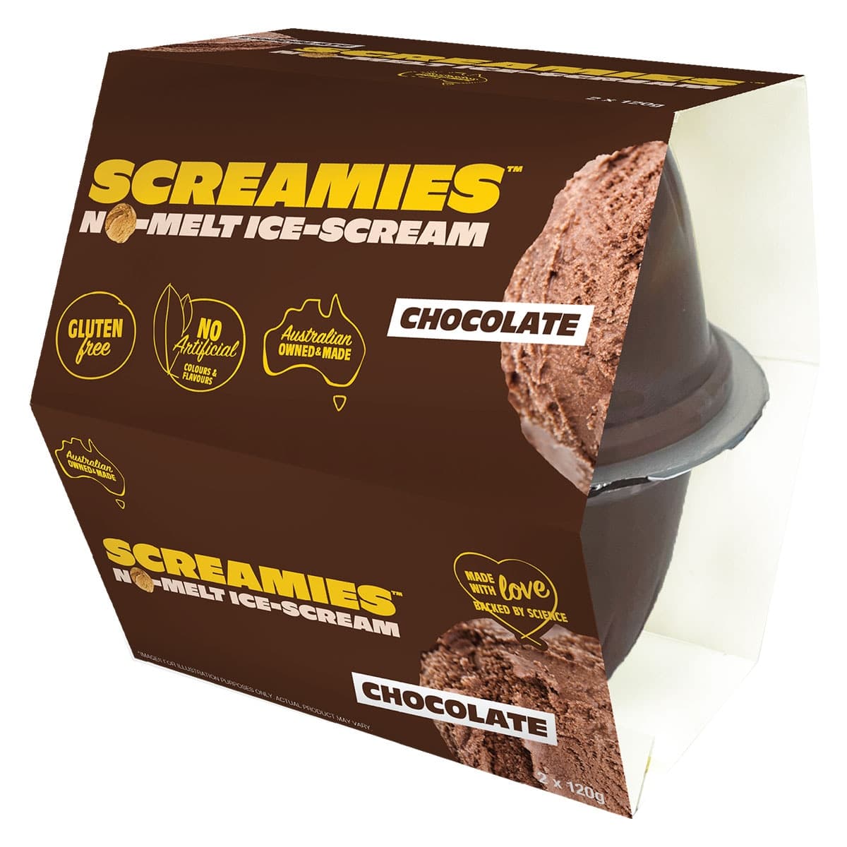 Screamies No Melt Ice Cream Chocolate - 2 Pack