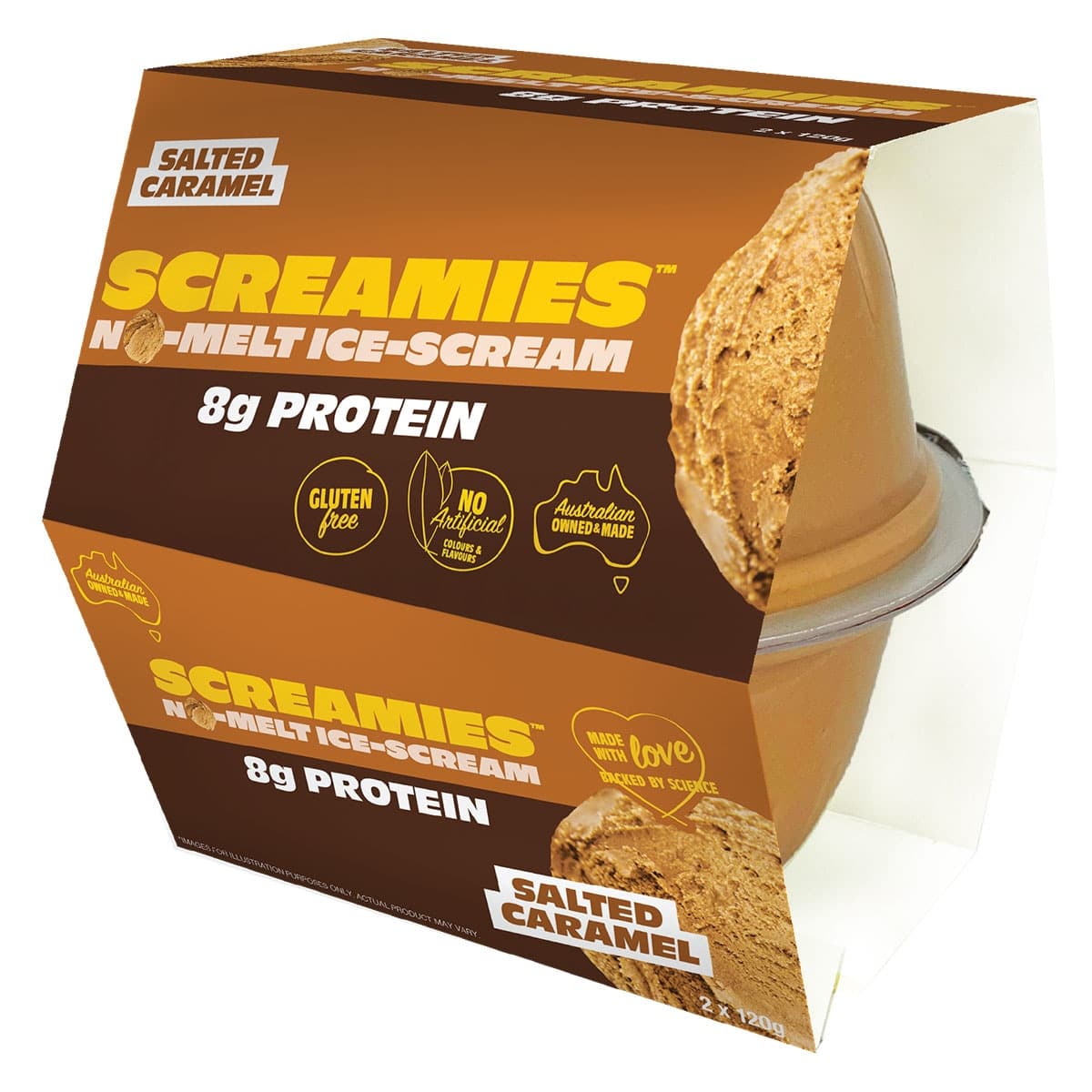 Screamies No Melt Ice Cream Protein Salted Caramel - 2 Pack