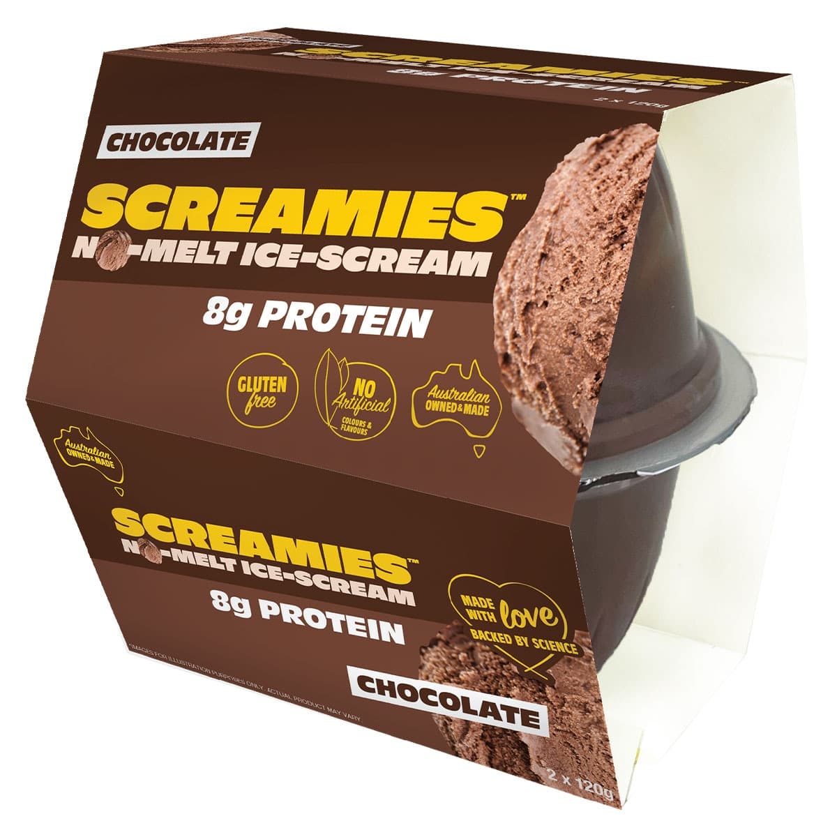 Screamies No Melt Ice Cream Protein Chocolate - 2 Pack