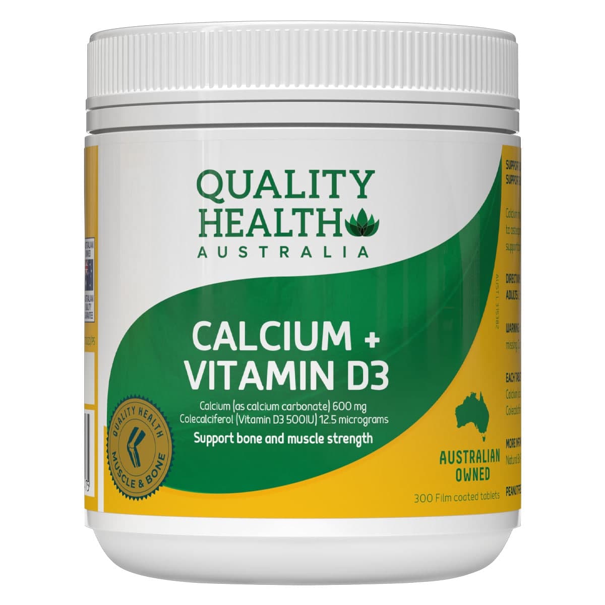 Quality Health Calcium + Vitamin D3 300 Tablets