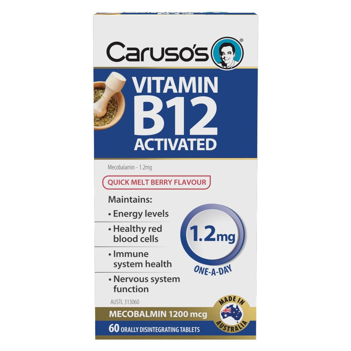 Carusos Vitamin B12 Activated Quick Melt 60 Tablets