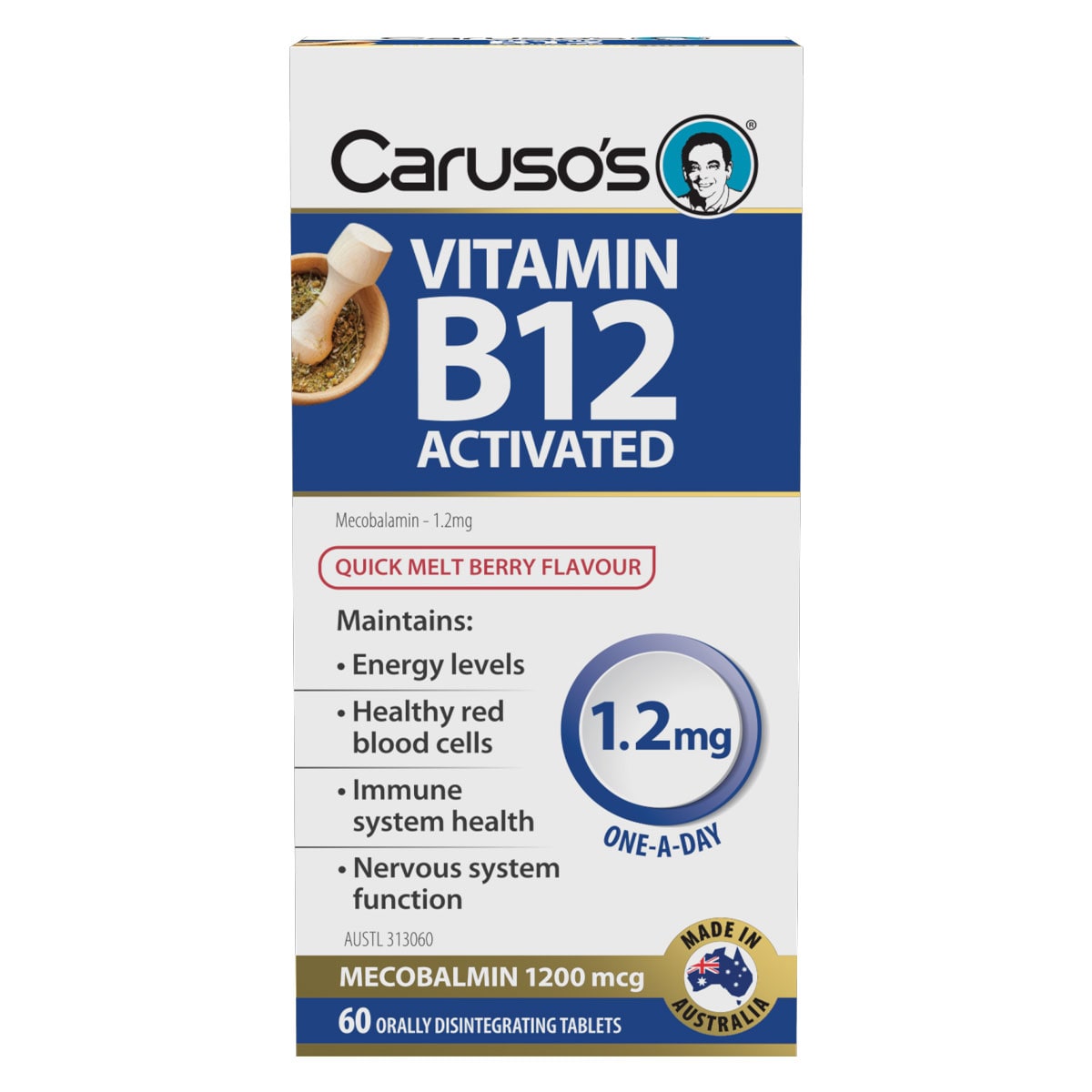 Carusos Vitamin B12 Activated Quick Melt 60 Tablets