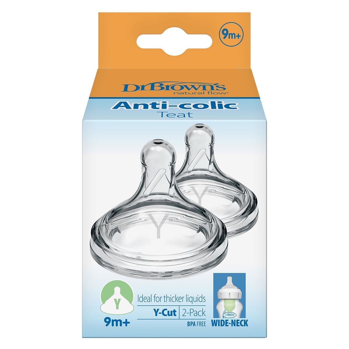 Dr Brown's Options+ Y-Cut Wide Neck Teats 2 Pack