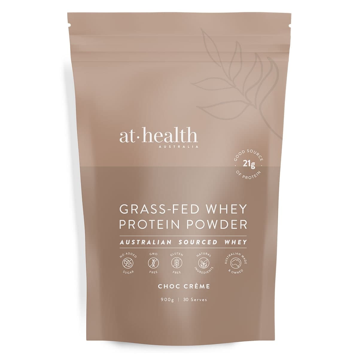 At Health Australia Grass-Fed Whey Protein Powder Chocolate 900g