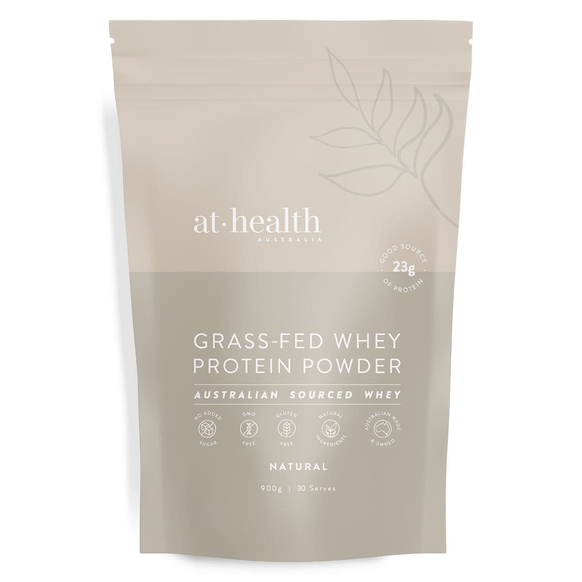 At Health Australia Grass-Fed Whey Protein Powder Natural 900g