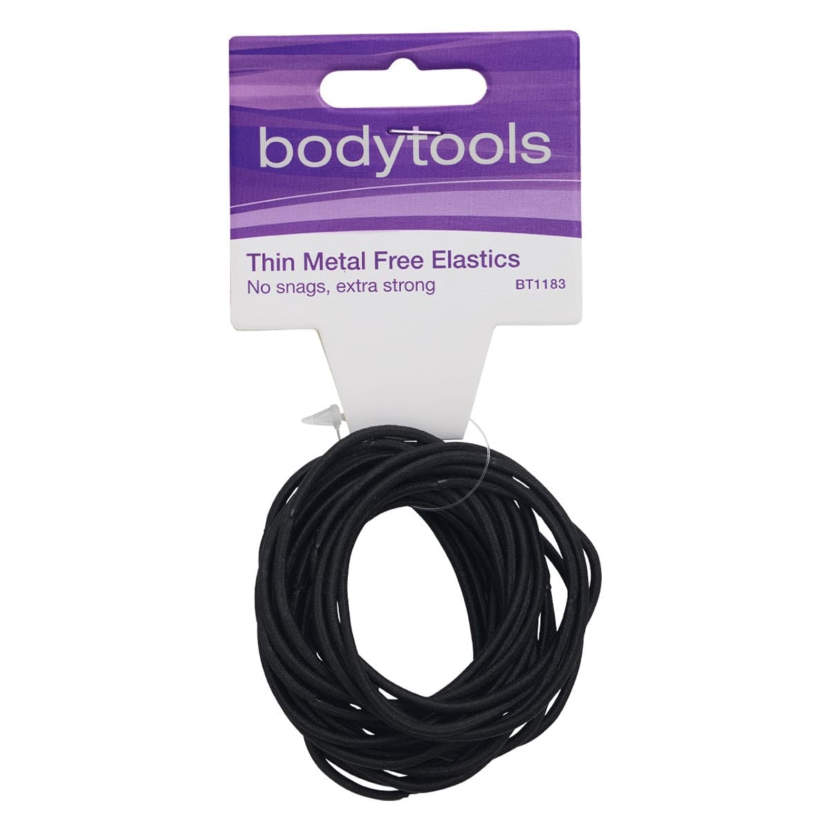Bodytools Metal Free Thin Hair Elastics Black 24 Pack