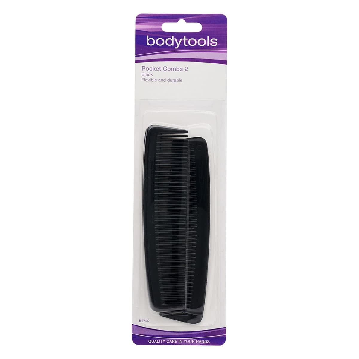 Bodytools Pocket Comb 13cm Black 2 Pack
