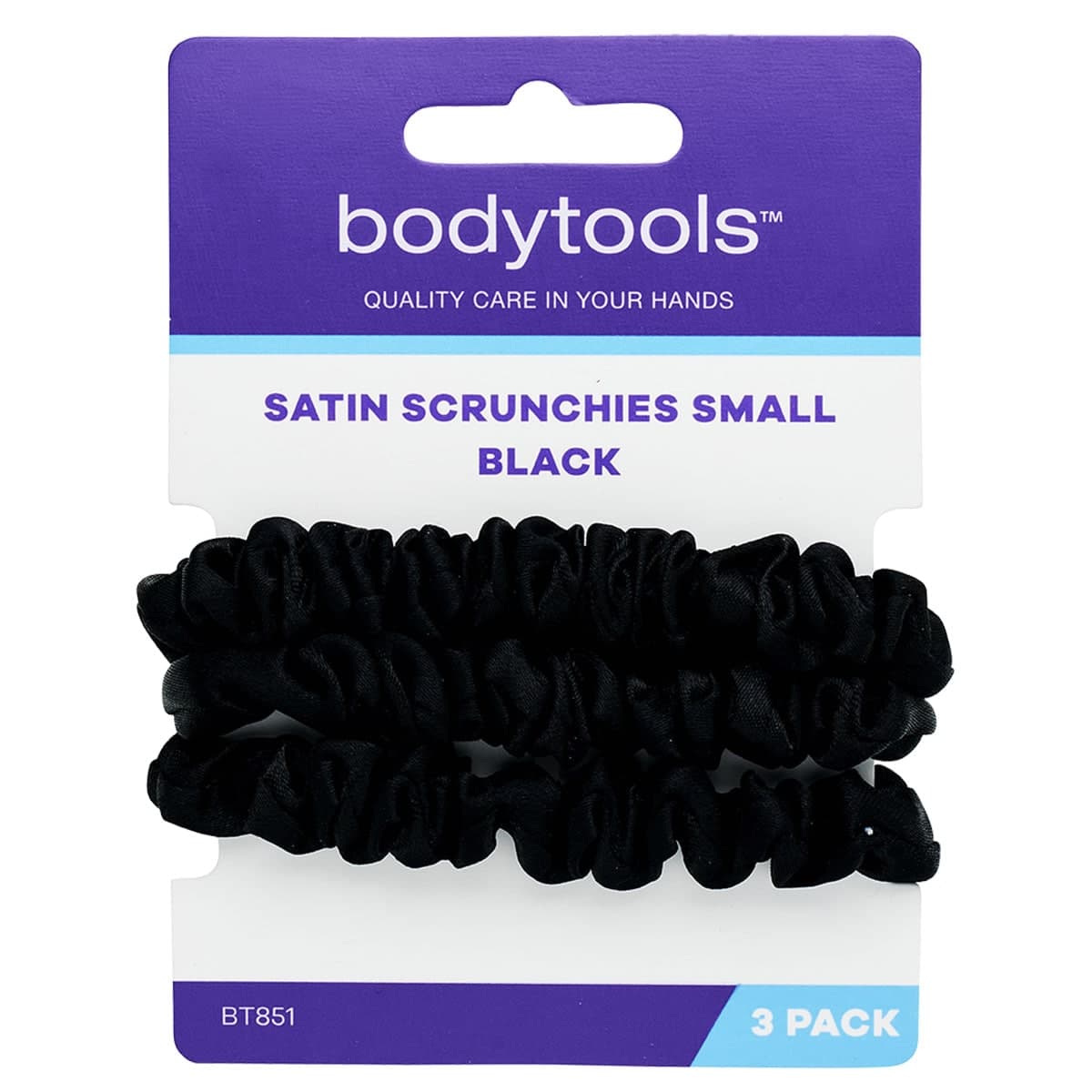 Bodytools Satin Scrunchies Black Small 3 Pack