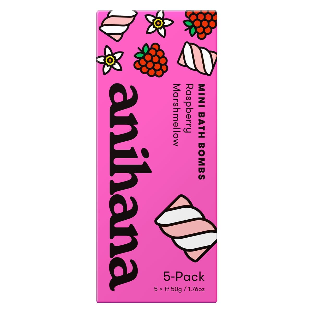 Anihana Mini Bath Bombs Raspberry Marshmellow 5 Pack