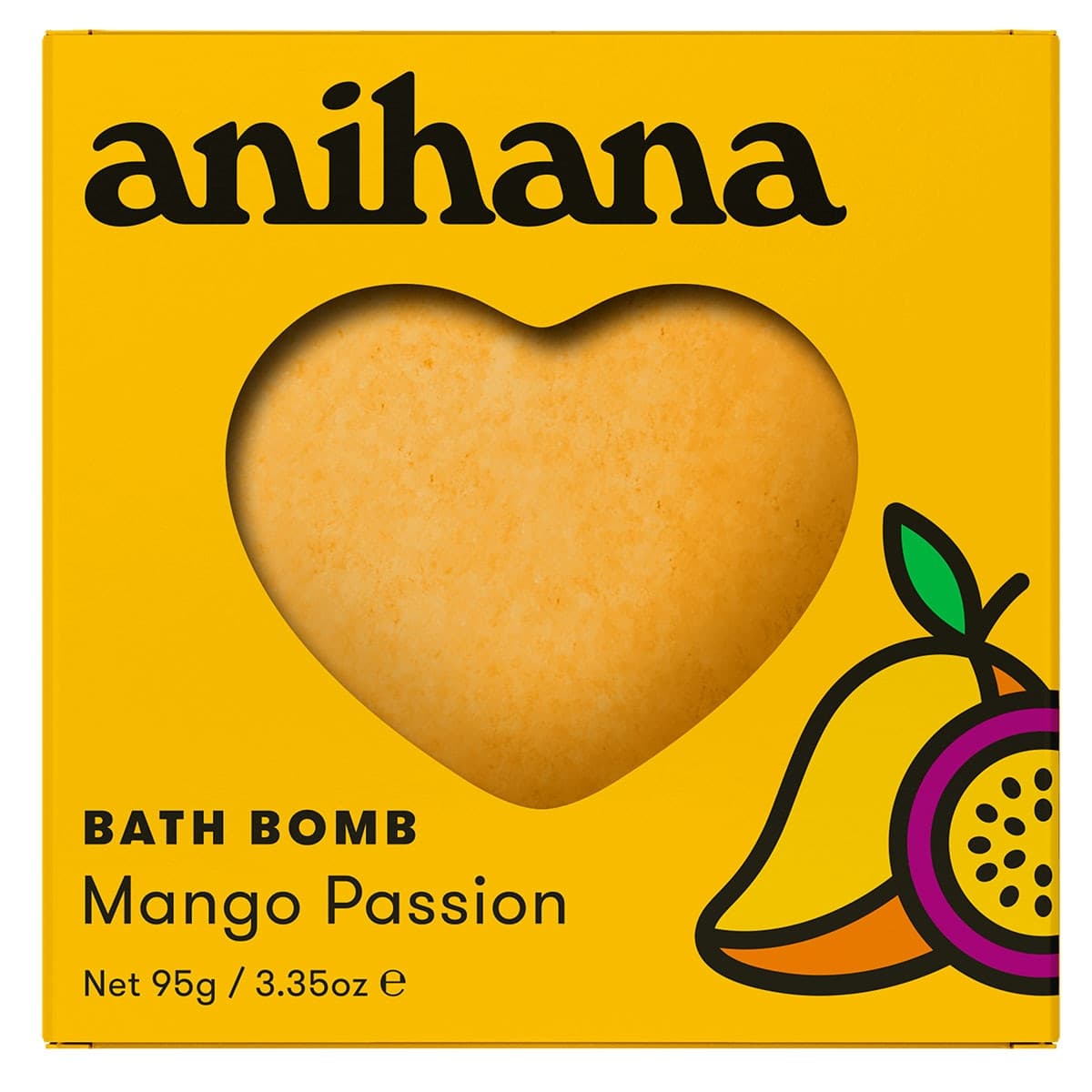 Anihana Heart Bath Bomb Mango Passion 95g