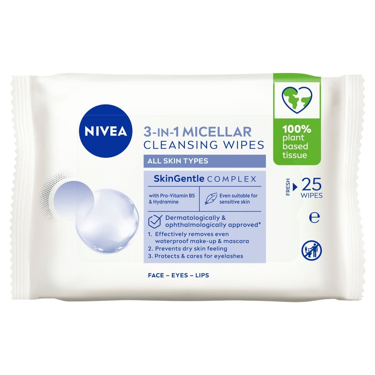 Nivea 3in1 Micellar Facial Cleansing Wipes 25 Pack