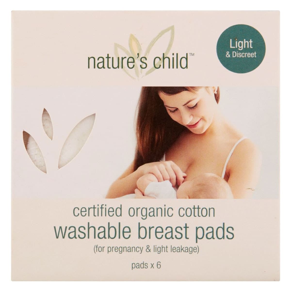 Natures Child Organic Reusable Breast Pads Light & Discreet 6 Pack