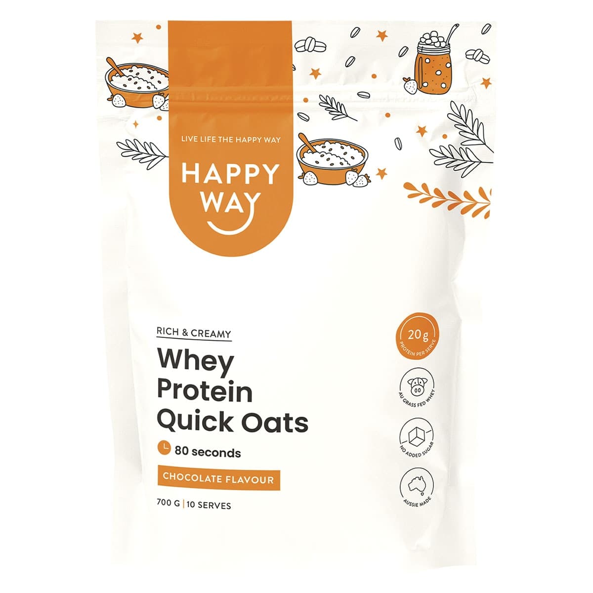 Happy Way Whey Protein Quick Oats Chocolate 700g