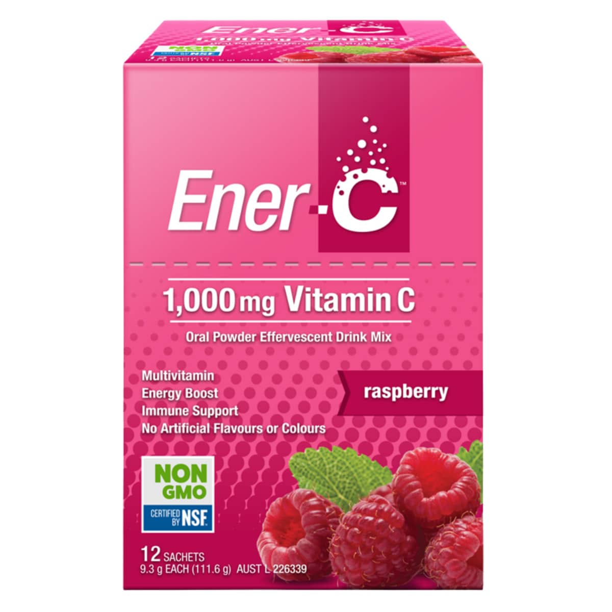 Ener-C 1000mg Vitamin C Raspberry Flavour 12 Sachets