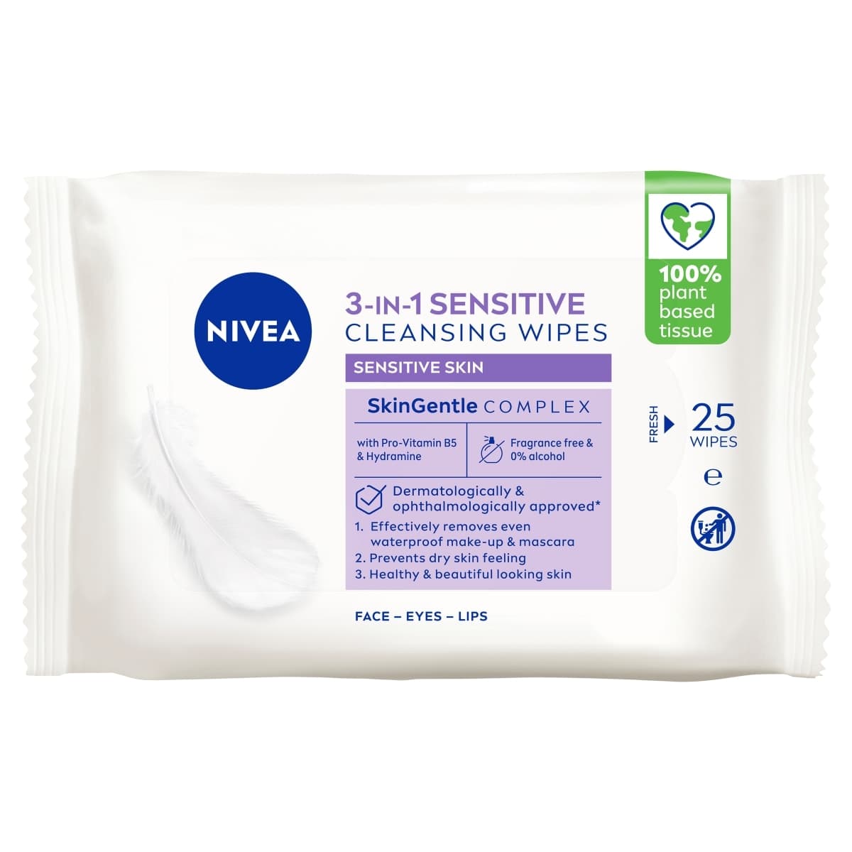 Nivea 3in1 Sensitive Facial Cleansing Wipes 25 Pack
