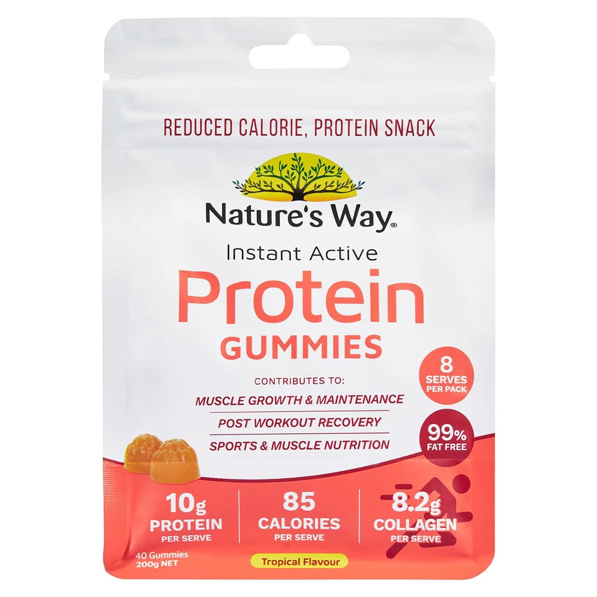 Natures Way Instant Active Protein Gummies Tropical 40 Pack