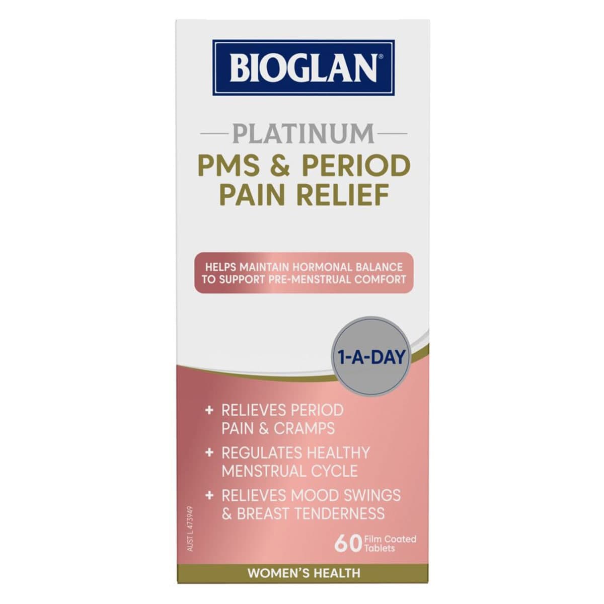 Bioglan Platinum PMS + Period Pain Relief 60 Tablets
