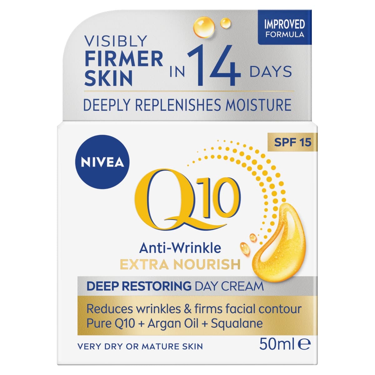 Nivea Q10 Anti-Wrinkle Extra Nourish Deep Restoring Day Cream SPF15 50ml