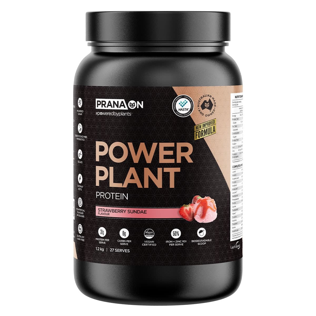 PranaOn Power Plant Protein Strawberry Sundae 1.2kg