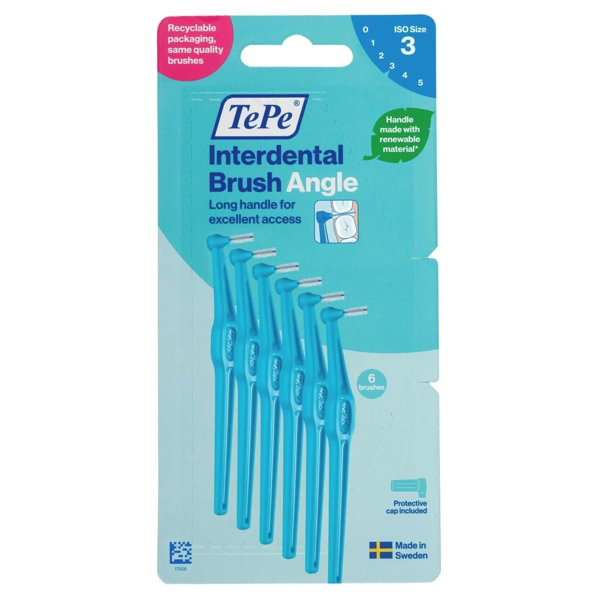 TePe Interdental Brush Angle Blue (ISO Size 3) 0.6mm 6 Pack