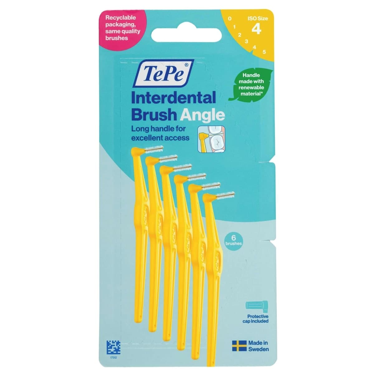 TePe Interdental Brush Angle Yellow (ISO Size 4) 0.7mm 6 Pack