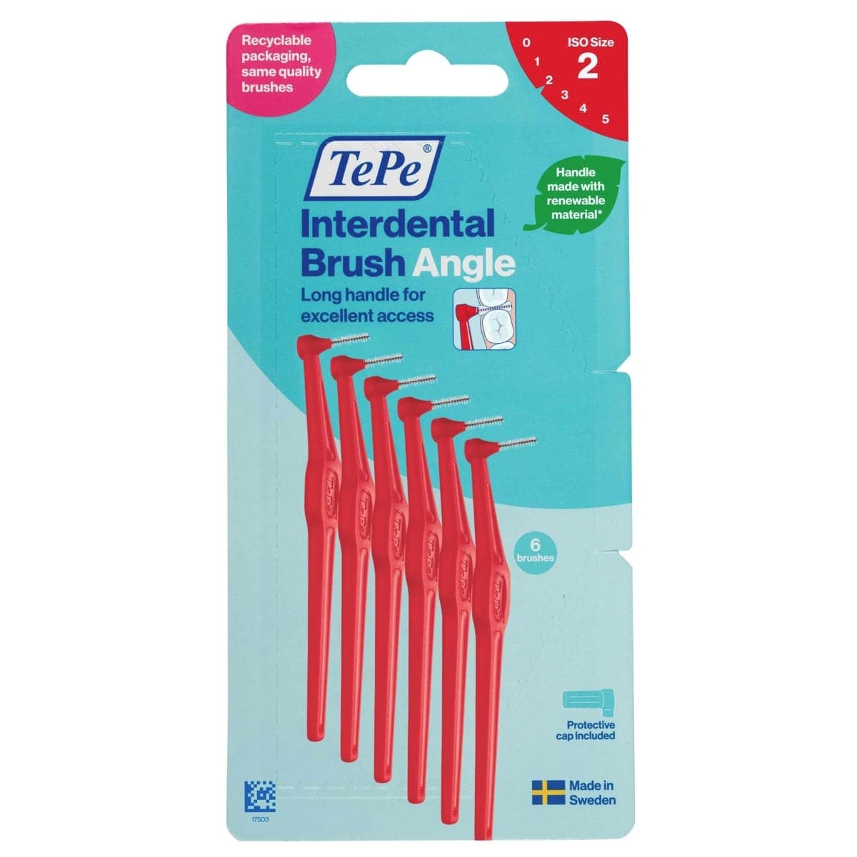 TePe Interdental Brush Angle Red (ISO Size 2) 0.5mm 6 Pack