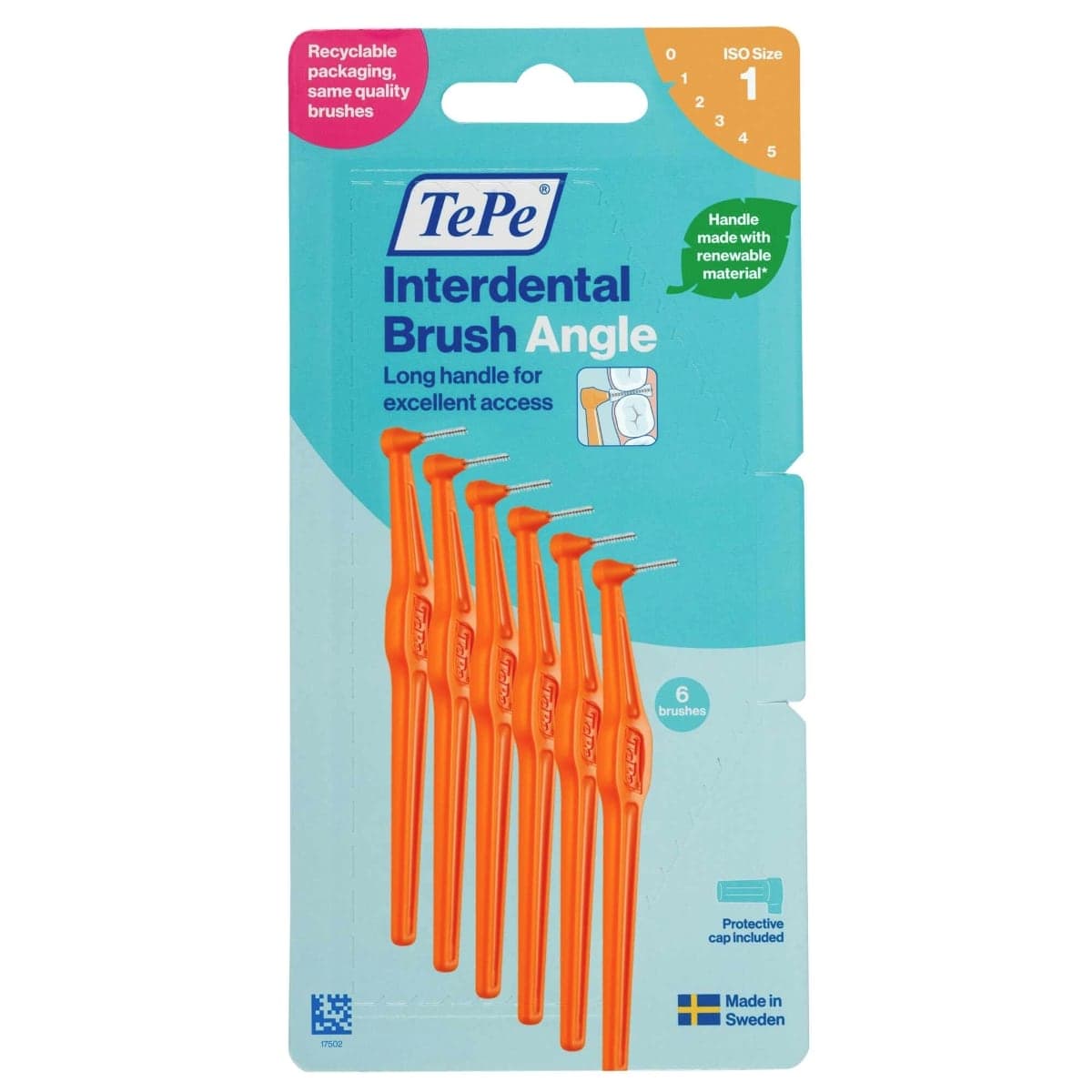 TePe Interdental Brush Angle Orange (ISO Size 1) 0.45mm 6 Pack