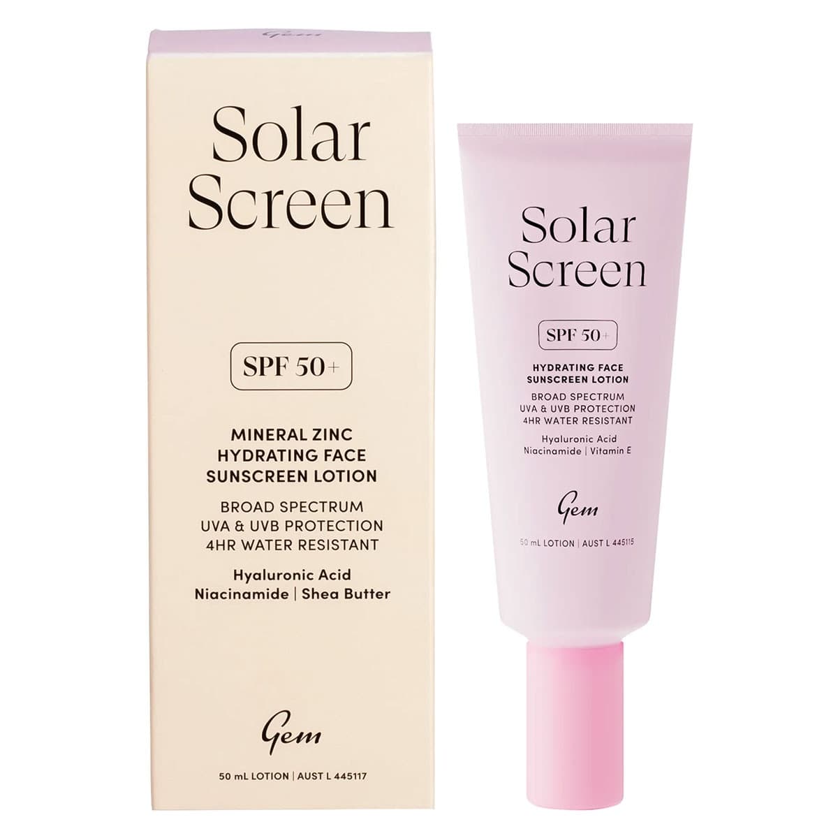 Gem Solar Screen SPF50+ Hydrating Face Sunscreen Lotion 50ml