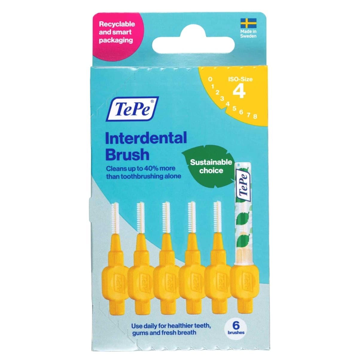 TePe Interdental Brush 0.7mm Yellow 6 Pack