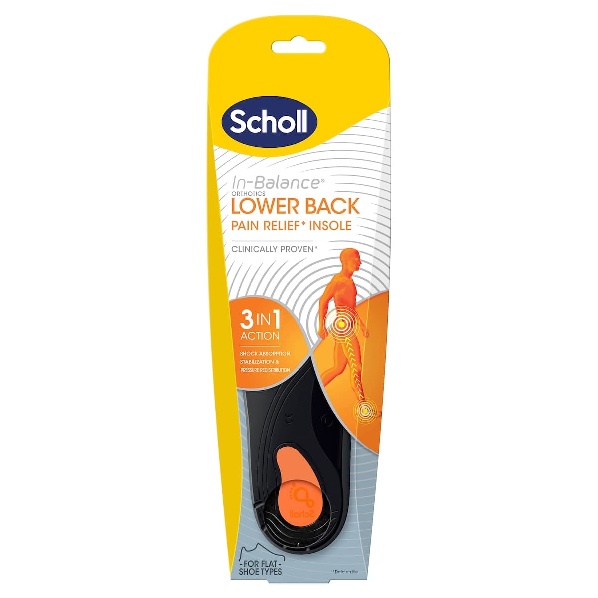 Scholl In-balance Lower Back Pain Relief Orthotic Insole Large 1 Pair