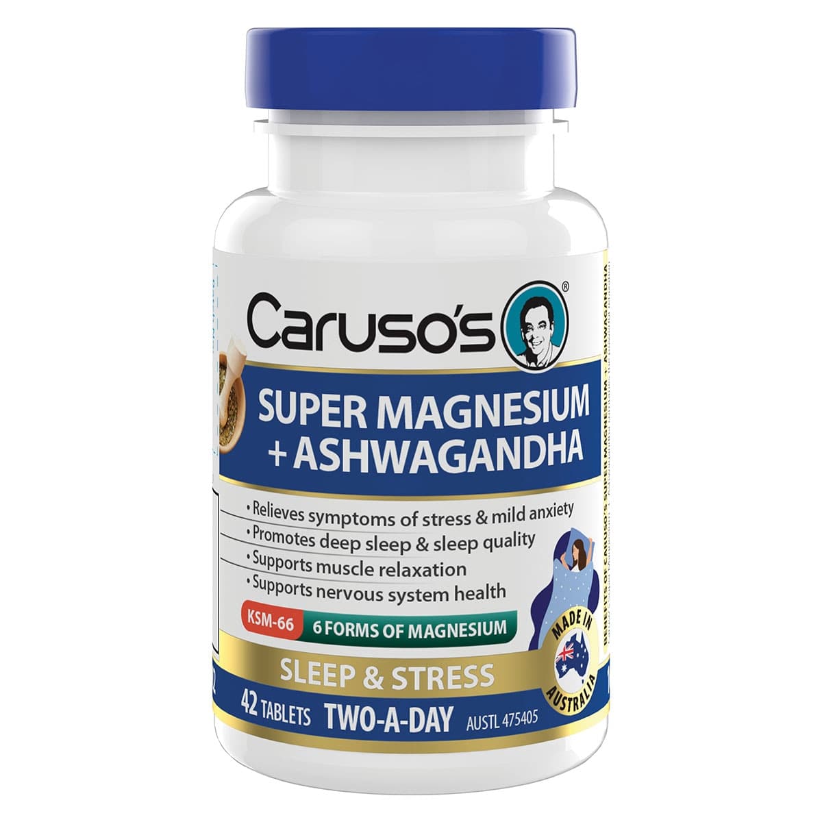 Carusos Super Magnesium + Ashwagandha 42 Tablets