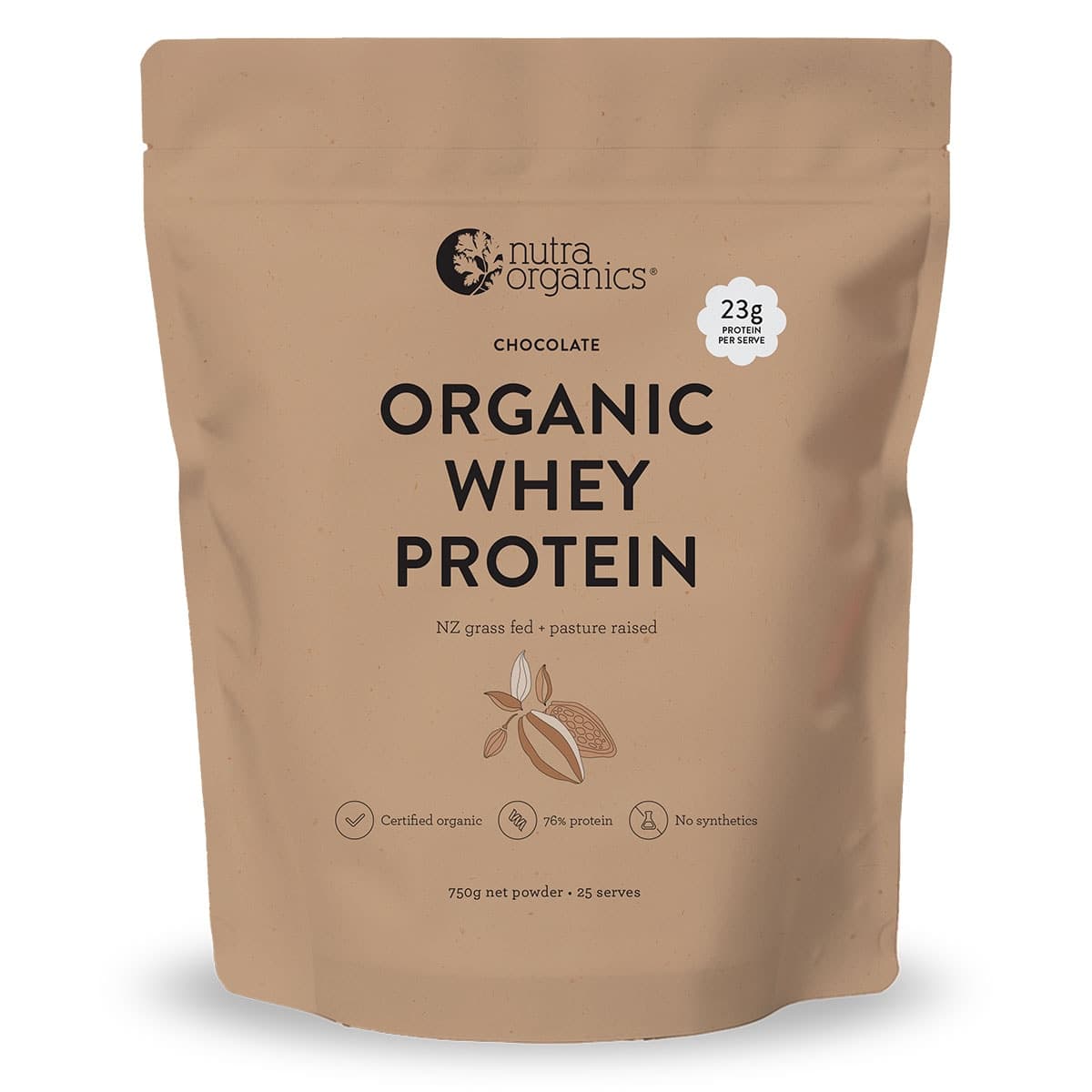 Nutra Naturals Organic Whey Protein Powder Chocolate 750g