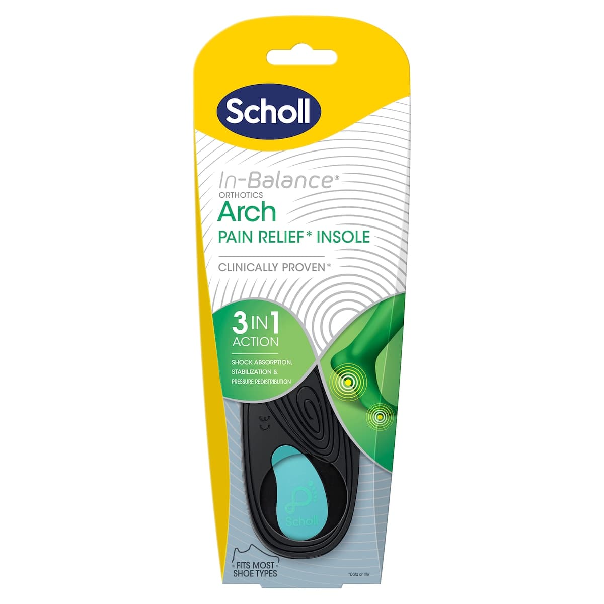 Scholl In-balance Arch Pain Relief Orthotic Insole Medium 1 Pair