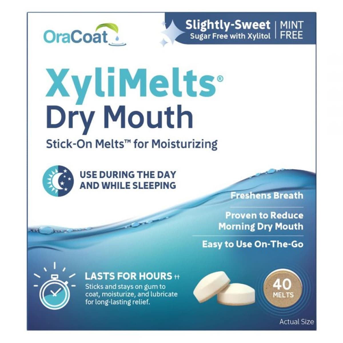 OraCoat Xylimelts Dry Mouth Stick On Melts Mint Free 40 Pack