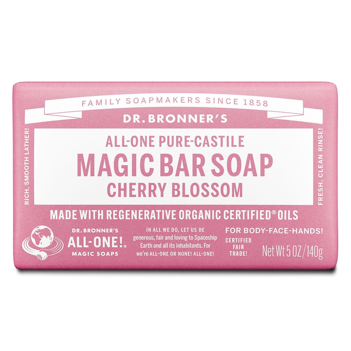 Dr Bronner's Pure Castile Magic Bar Soap Cherry Blossom 140g
