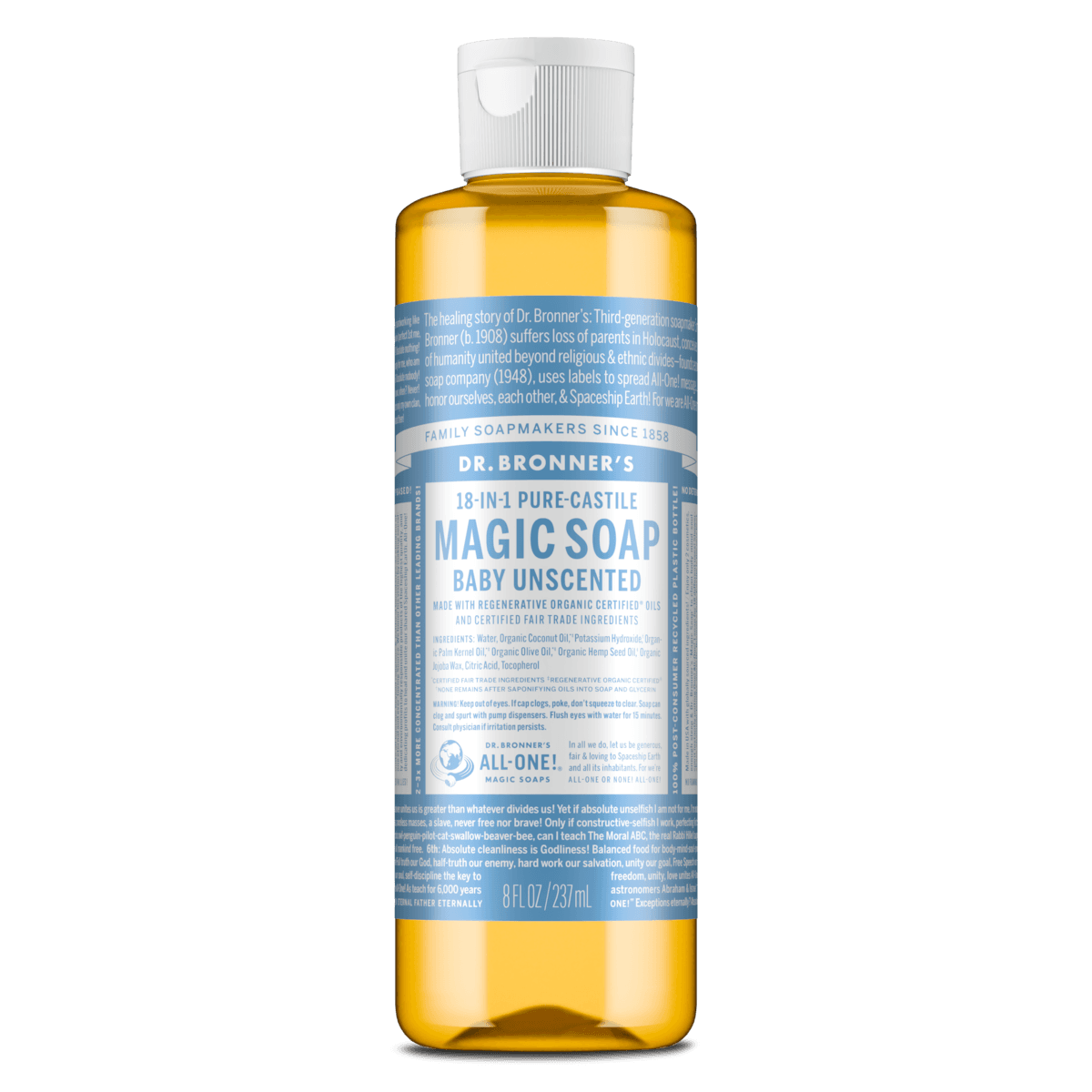 Dr Bronner's Pure Castile Liquid Magic Soap Baby Unscented 237ml